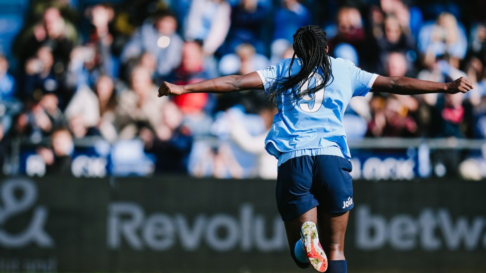 FOUR : The Jamaican wheels away after rounding off the scoring. 