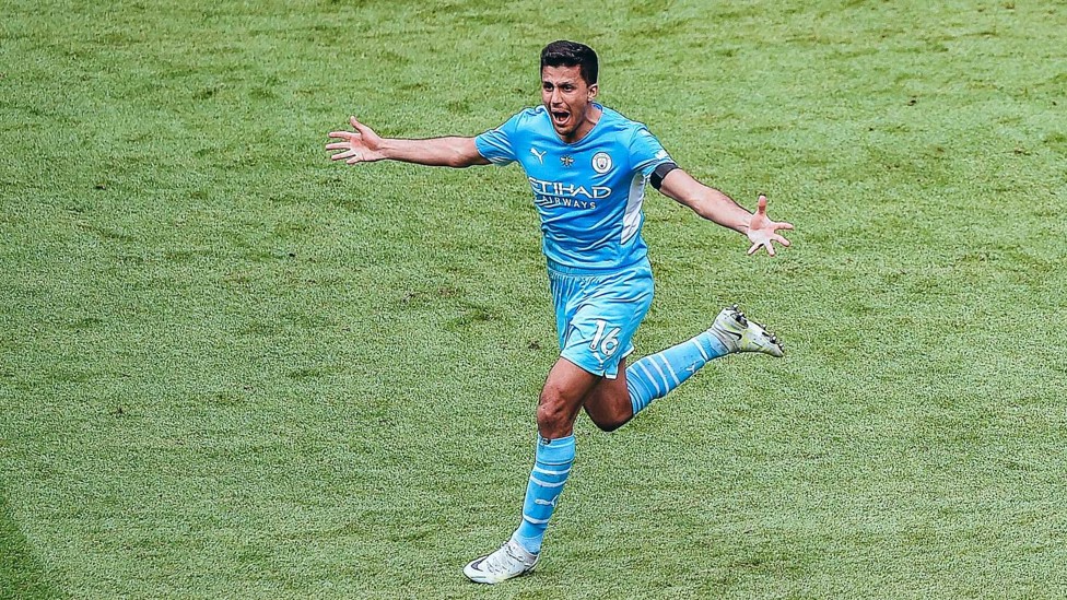 COMEBACK KING : Rodri scores a vital goal against Aston Villa as the Blues stage the ultimate comeback.