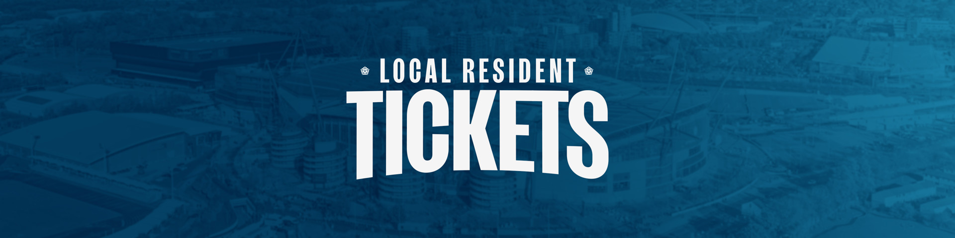 Promotional image for Manchester City's local resident tickets with discounted prices for adults, under 18s, and concessions. Includes team and crowd images.