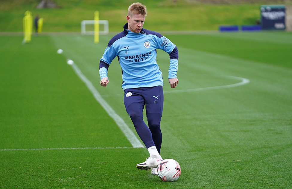 PASS MASTER: Kevin De Bruyne was quickly back into his passing drills