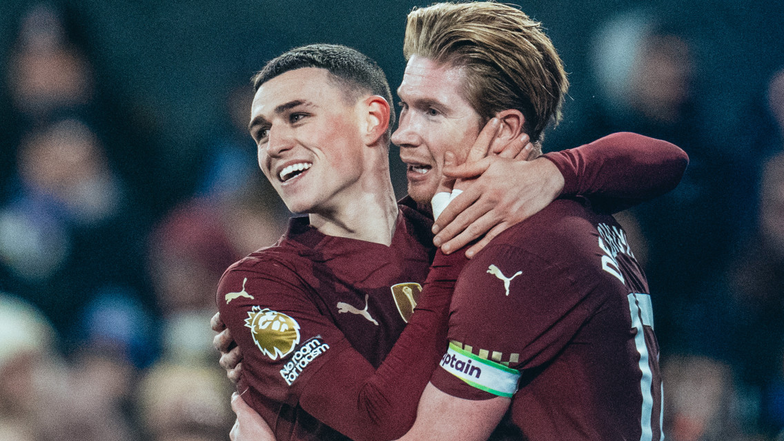 DEADLY DUO: Foden celebrates with KDB.