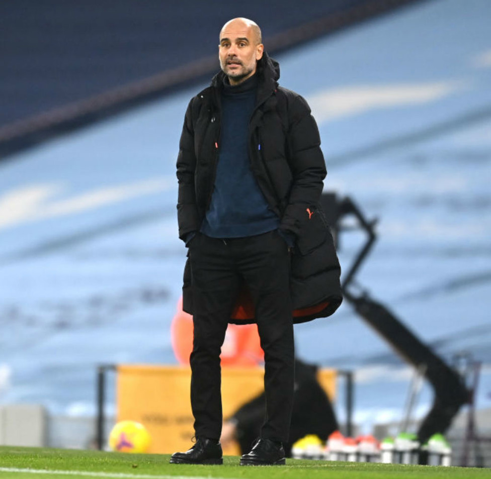 THE BOSS: Pep Guardiola keeps a watchful eye over proceedings