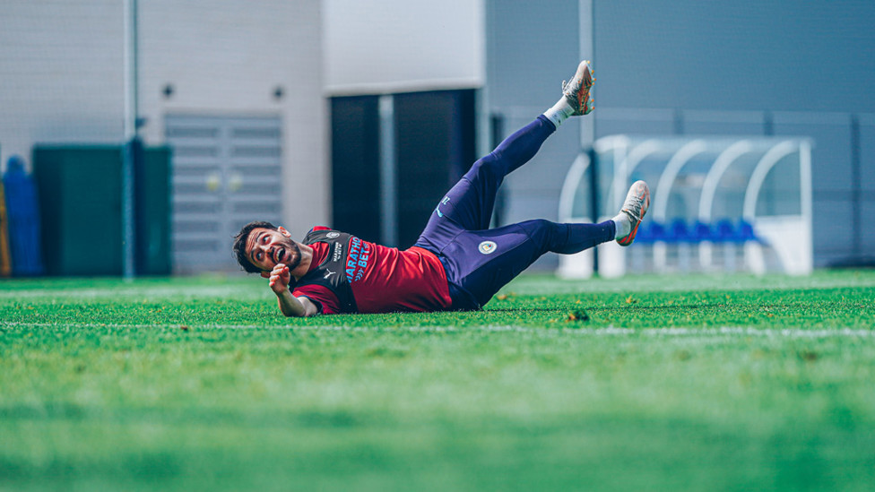 AT FULL STRETCH: Bernardo Silva strains every sinew!