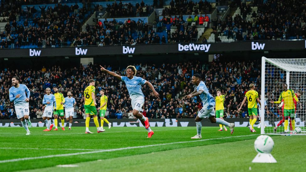 SUPER SAMBA : Wheels away to celebrate after heading us in front!