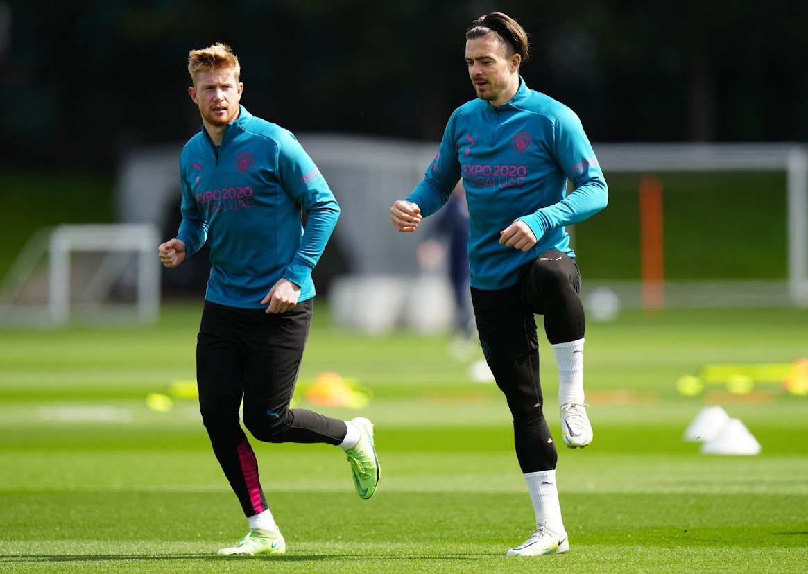 DYNAMIC DUO : Kevin De Bruyne and Jack Grealish from a training session in May