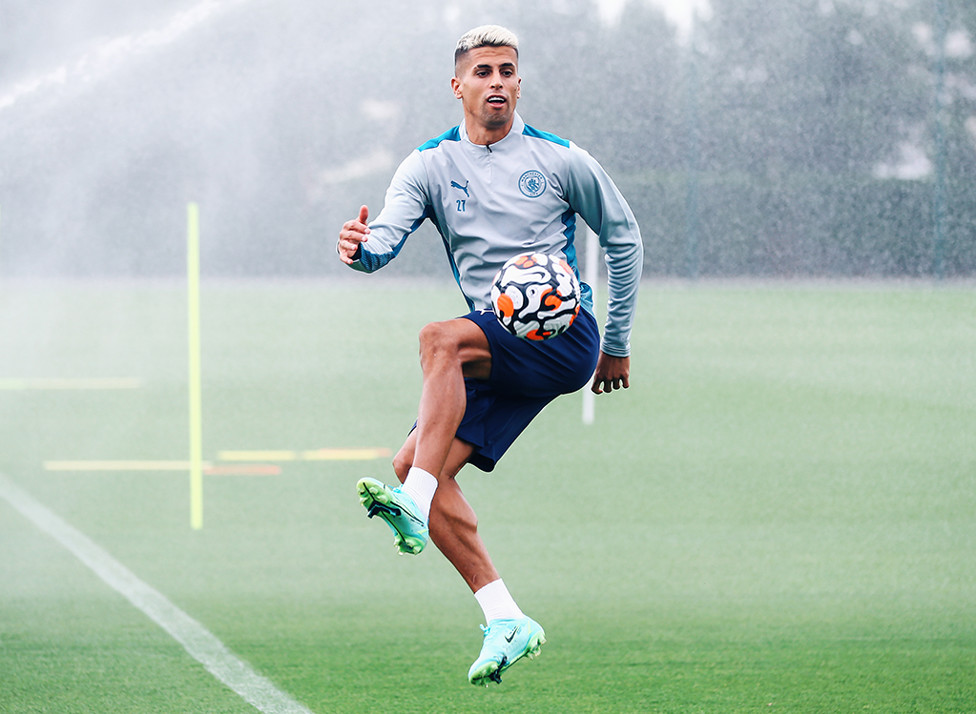 BACK IN BUSINESS: The welcome sight of Joao Cancelo back on the CFA training pitches