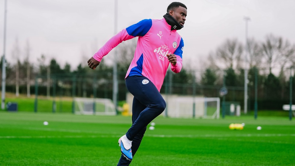 KNEES UP : Marc Guéhi gets his body moving