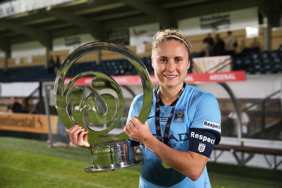 SILVER STEPH : Houghton's first piece of silverware in City colours - the 2014 Conti Cup.