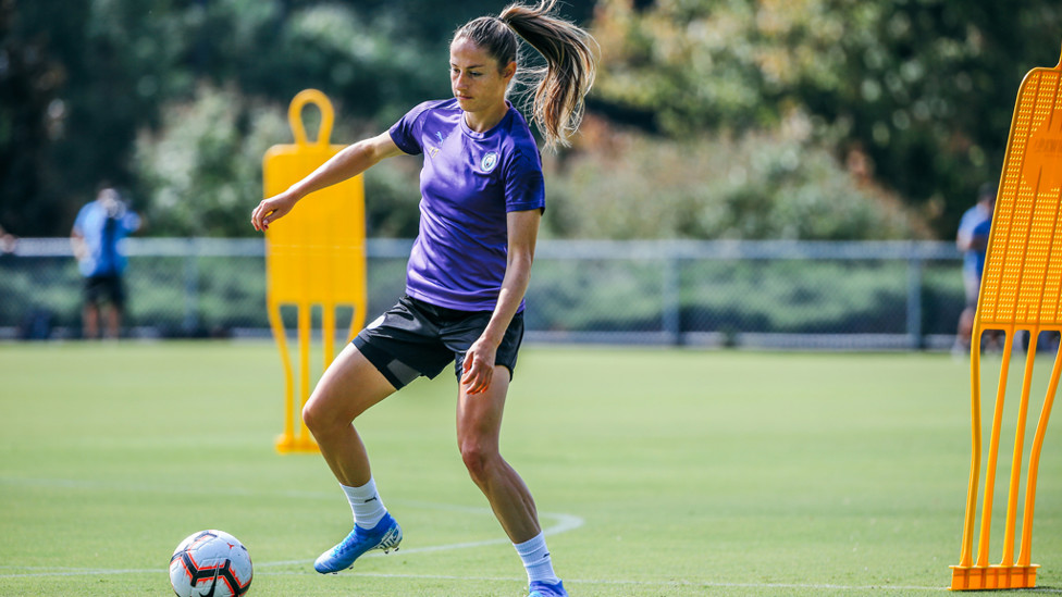 OFF THE MARK-ER : Janine Beckie practices her dribbling skills