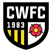 Shield logo with 'CWFC' and '1983' text. Left side has yellow and black stripes; right side features a red rose on white background.