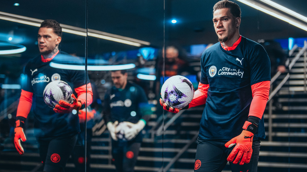 STEADY EDDIE : Our shot-stopper gets in the mood ahead of kick off.