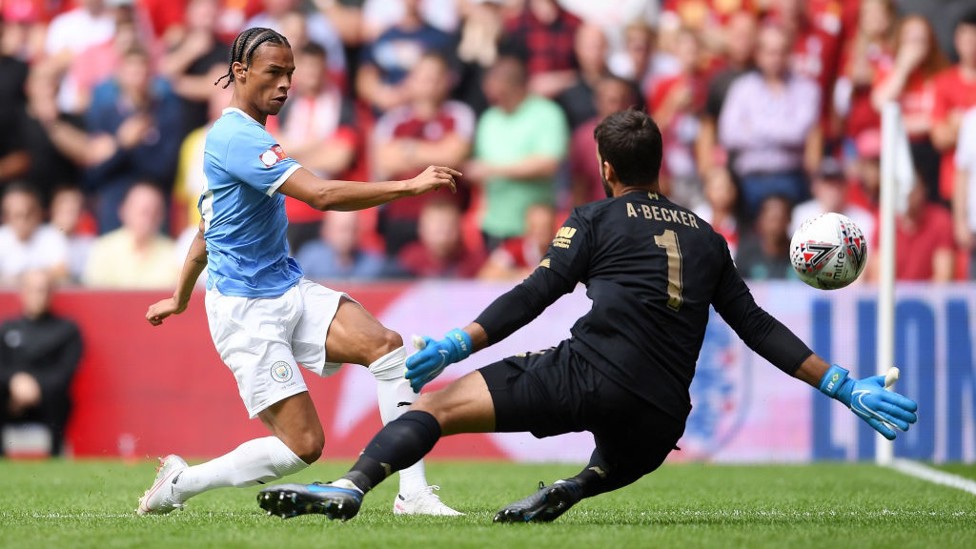 PROBING : Leroy Sane goes close early on.