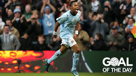 HAT-TRICK HERO: Robinho celebrates his treble against Stoke in 2008