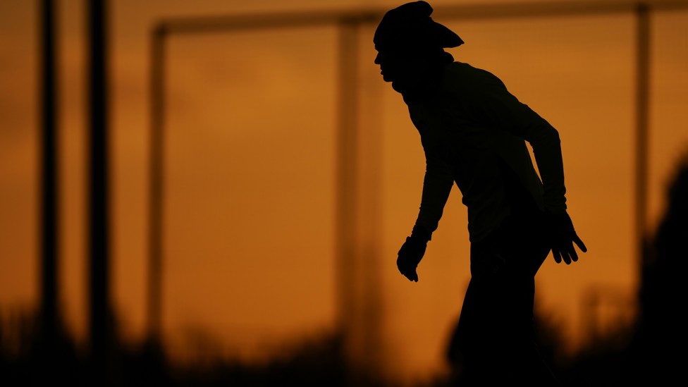 ONLY ERLING: Against an orange sunset