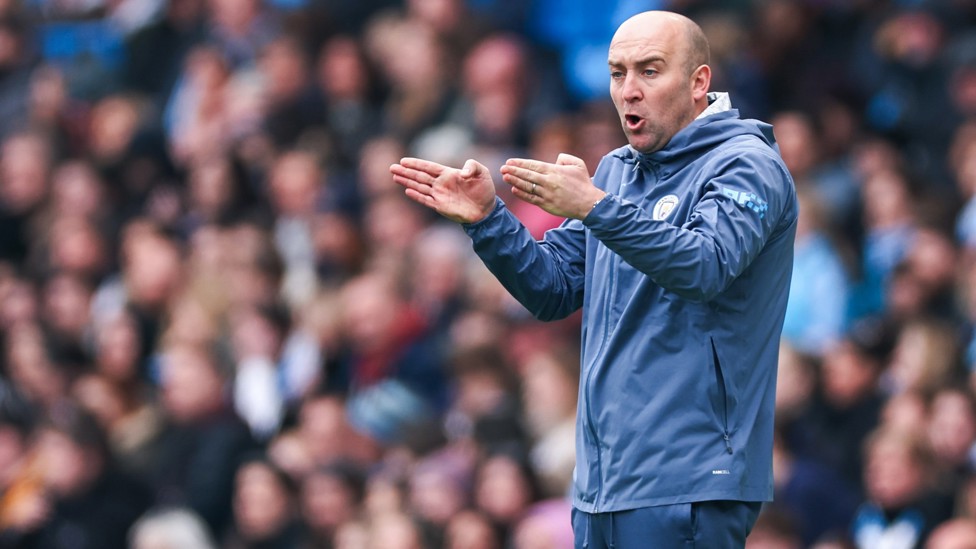 CALLING THE SHOTS: Nick Cushing urges City on.