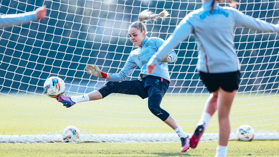 REFLEXES : Ellie Roebuck at full stretch.