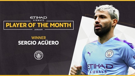 WINNER: Sergio Aguero has been voted Etihad Player of the Month for January.