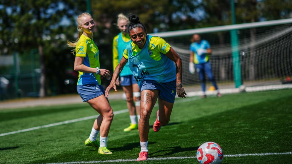 FLEET-FOOTED : Kerolin Nicoli skips away from a challenge