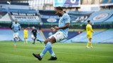 ROAR: Sterling clearly enjoyed finding the net!