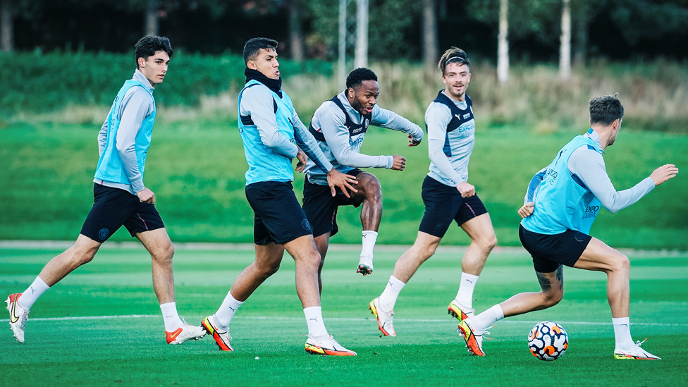 CAUSING A STER : Raheem Sterling gets a shot off