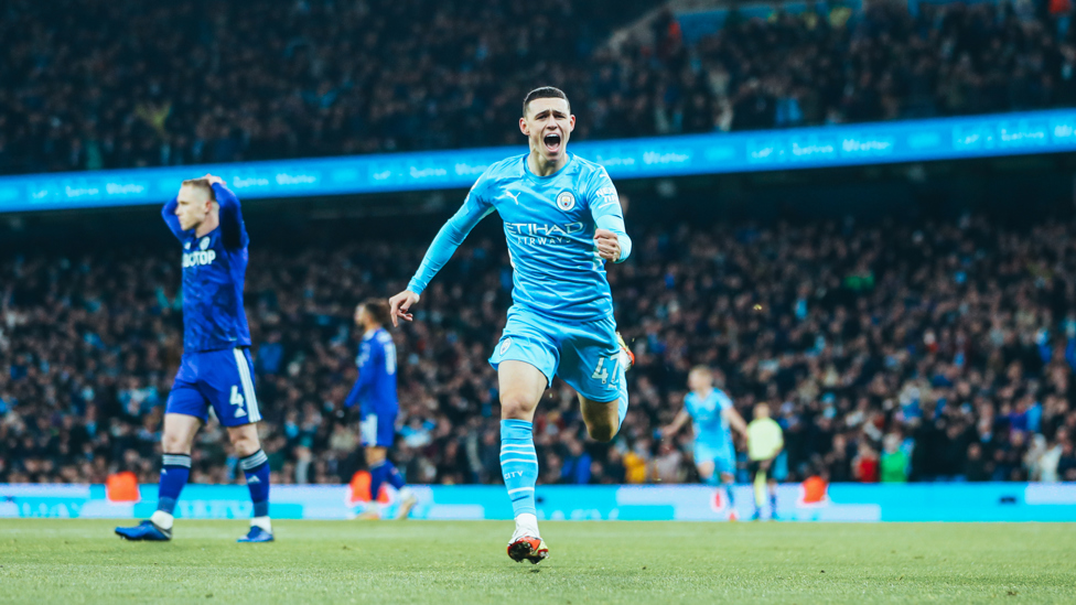 500 NOT OUT : City’s 500th goal under Pep Guardiola is secured with Phil Foden’s opener in our 7-0 win over Leeds United, 14th December 2021.