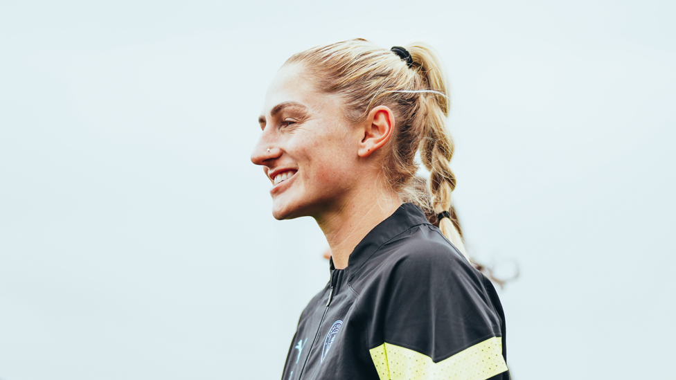 ALL SMILES  : Laura Coombs shares a grin 