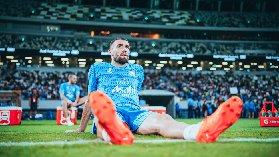 SITTING PRETTY: Summer signing Mateo Kovacic takes a quick breather