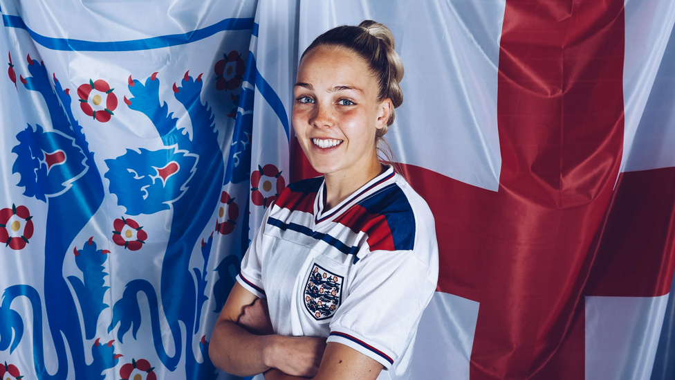 ALL SMILES: Ellie Roebuck was another City star to rock the retro England look