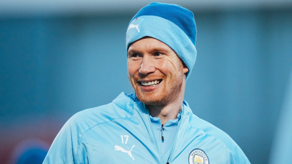 KEVIN IS KEEN : De Bruyne is excited for another team training session on Friday afternoon. 