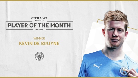 Kevin De Bruyne élu joueur du mois de janvier