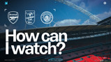 Image promoting the Carabao Cup match between Arsenal and Manchester City at Wembley Stadium on 22 March 2026, kickoff at 16:30 UK.