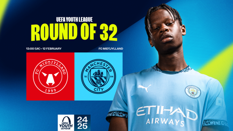 City to face FC Midtjylland in UEFA Youth League Round of 32