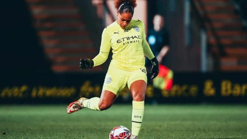 SENIOR : The goalkeeper makes her debut in January 2022 in a 5-0 win over Leicester. 