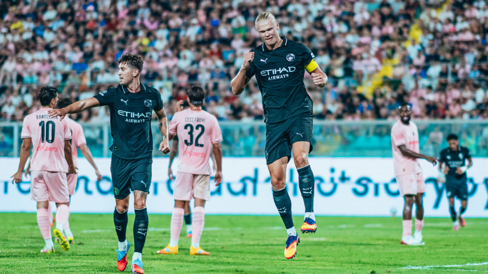 FIST PUMP : Haaland celebrates.