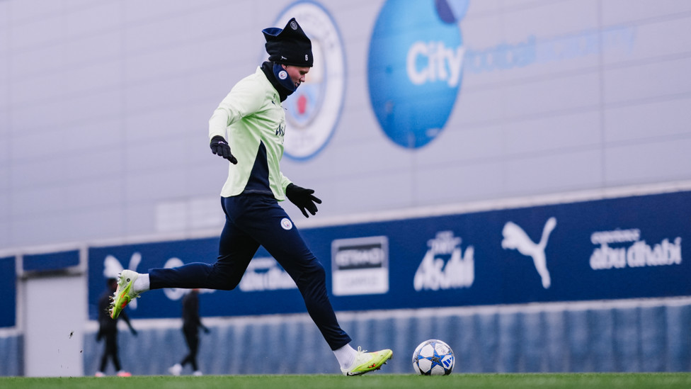 WHAT HE DOES BEST : Erling Haaland winds up a shot. 