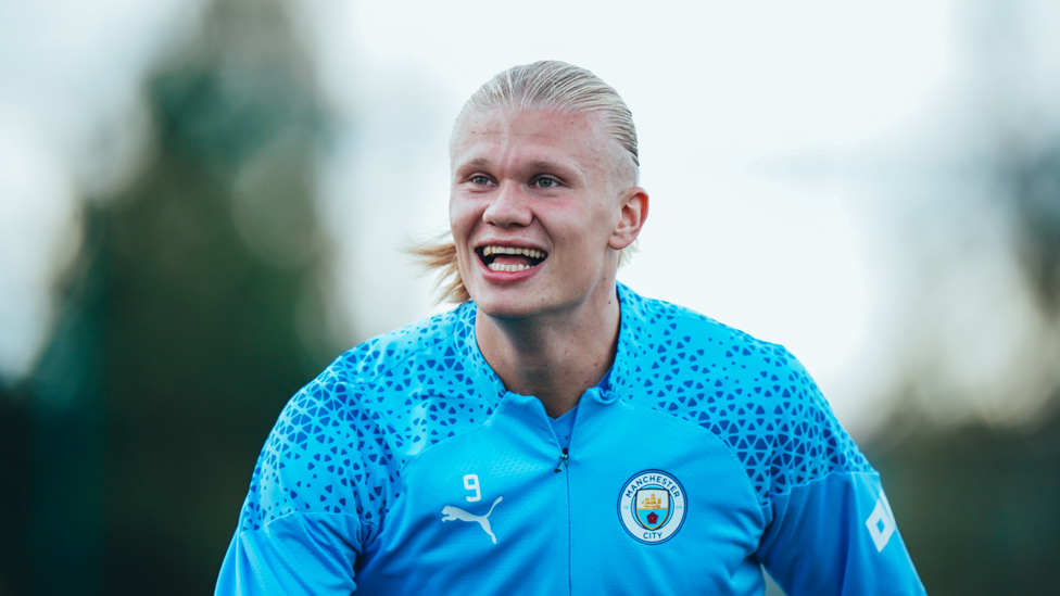 OUR NO 9 : Erling Haaland focused on the session.