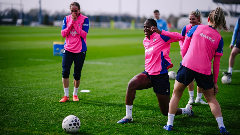 On the stretch : Bunny Shaw gets warmed up