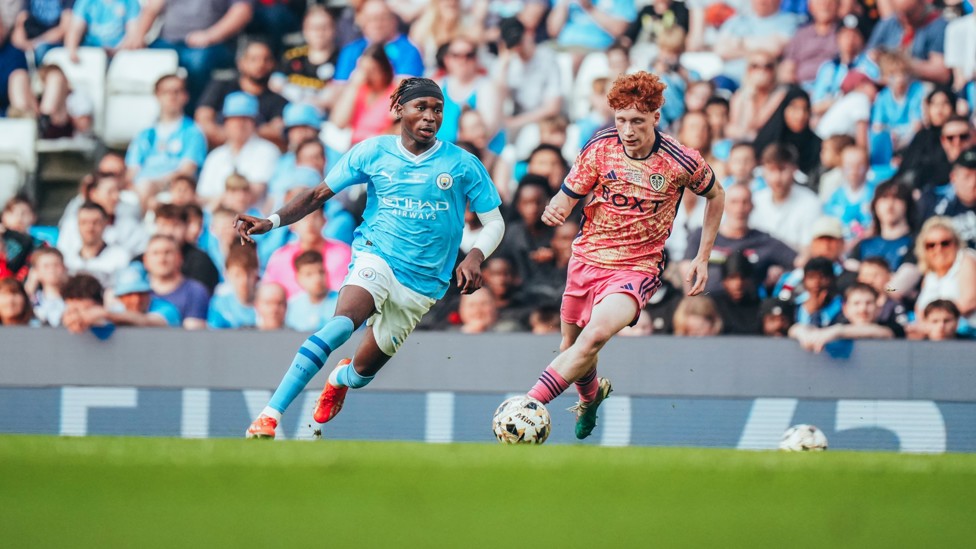 BEST FOOT FORWARD: Joel Ndala takes the fight to Leeds.