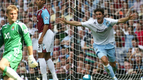 FLYING START: Rolando Bianchi pounces to put Sven-Goran Erikkson's City on the way to victory at West Ham,