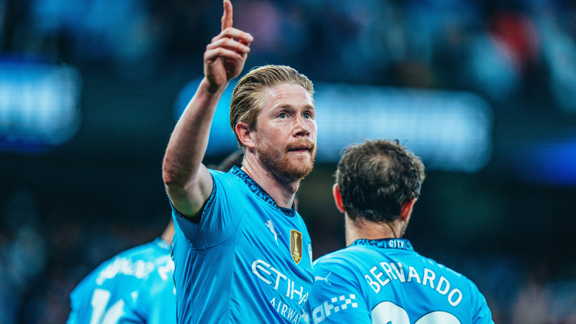 KING KEV: Celebrates the goal.