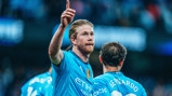 KING KEV: Celebrates the goal.