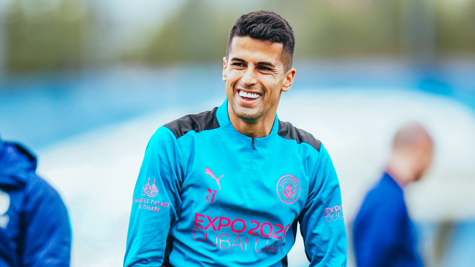 WOW JOAO : Our full-back enjoys a joke before another huge game