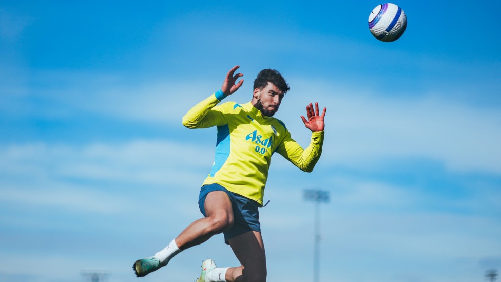 RISING HIGH : Ruben Dias showcases his agility in training ahead of this weekend’s Forest clash