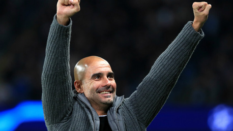 PLEASED AS PUNCH: Pep Guardiola expressed his delight, after City's 6-0 triumph over Shakhtar Donetsk...