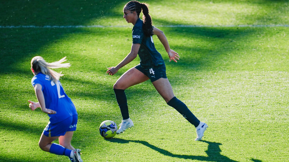 Remaining calm : Jade Rose looking assured advancing forward with the ball