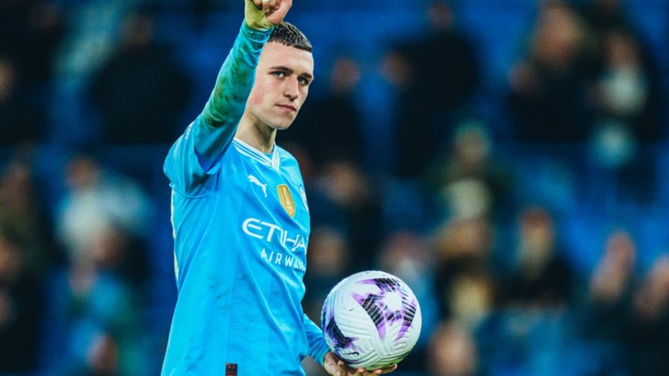 MATCH BALL: Collecting after his hat-trick