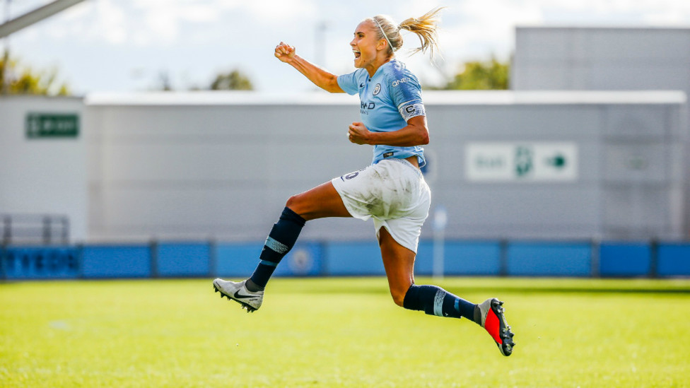 JUMPING FOR JOY : The skipper wheels away in delight