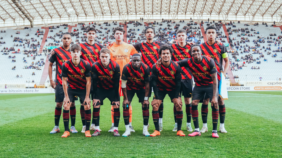SQUAD GOALS: The City team line up prior to kick off