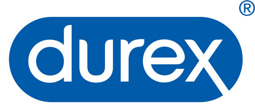 The logo features the word 'durex' in white lowercase letters on a blue oval background with a registered trademark symbol at the top right.