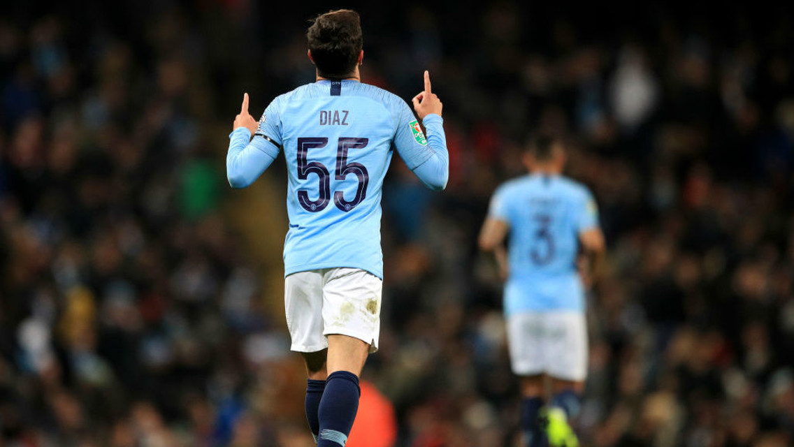 REMEMBER THE NAME: Brahim Diaz scores his first senior goal for City.